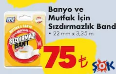 BOSS TAPE BANYO VE MUTFAK İÇİN SIZDIRMAZLIK BANDI 22MMX3.35 M BOSS TAPE BANYO VE MUTFAK İÇİN SIZDIRMAZLIK BANDI 22MMX3.35 M